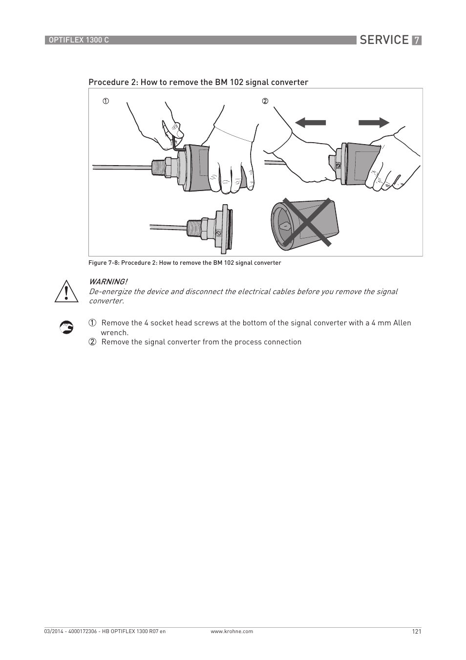 Service | KROHNE OPTIFLEX 1300C EN User Manual | Page 121 / 192