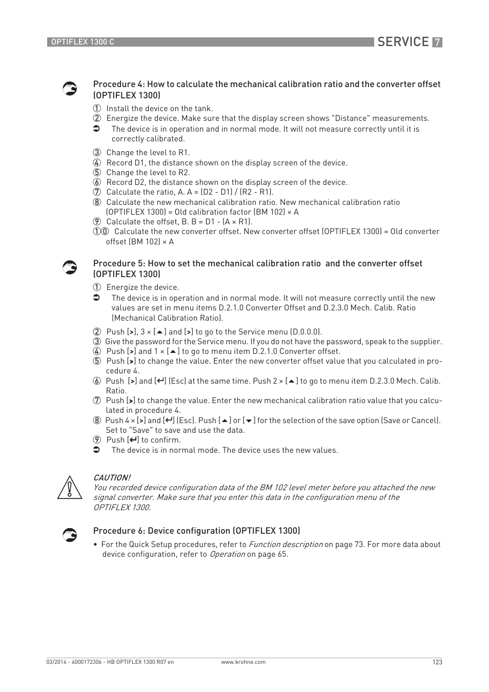 Service | KROHNE OPTIFLEX 1300C EN User Manual | Page 123 / 192