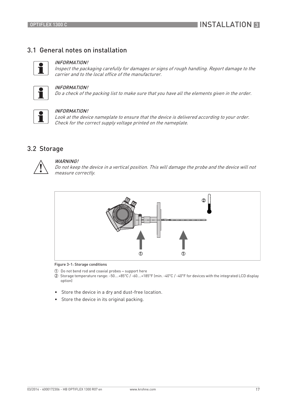 Installation | KROHNE OPTIFLEX 1300C EN User Manual | Page 17 / 192