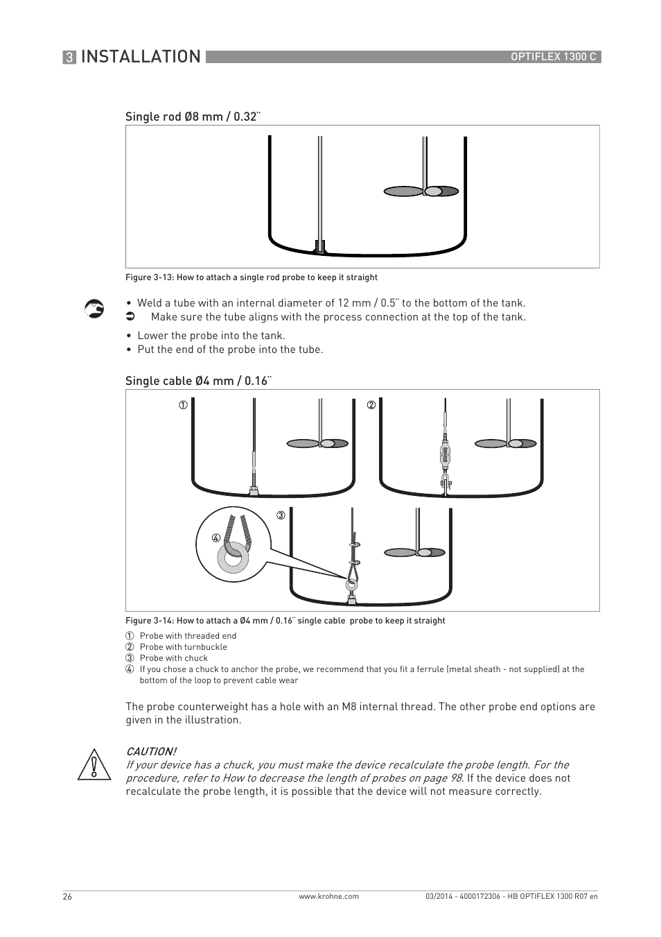 Installation | KROHNE OPTIFLEX 1300C EN User Manual | Page 26 / 192