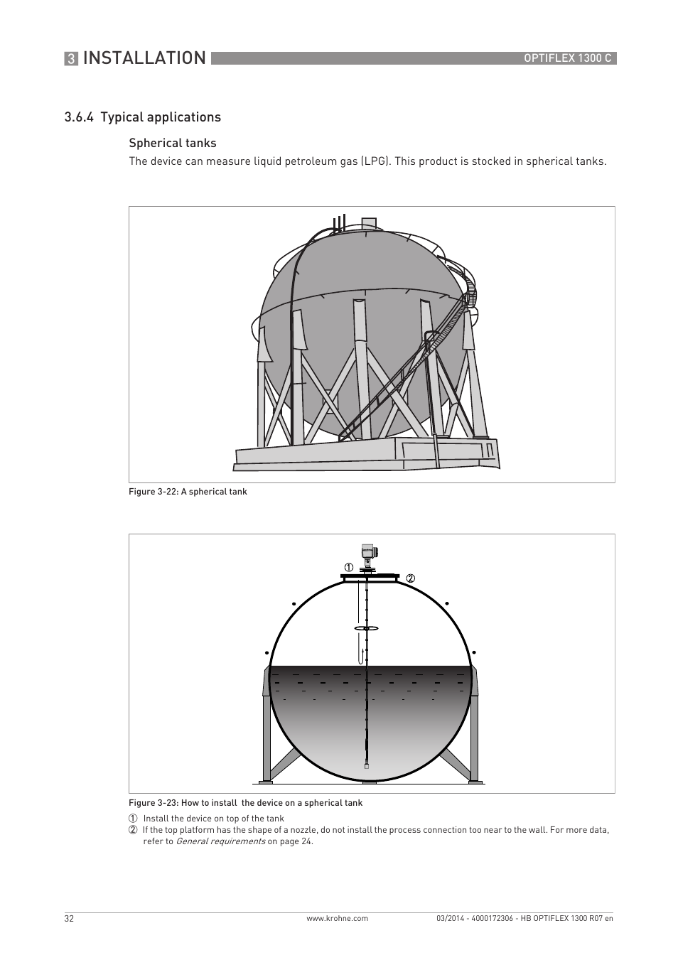 Installation, 4 typical applications | KROHNE OPTIFLEX 1300C EN User Manual | Page 32 / 192