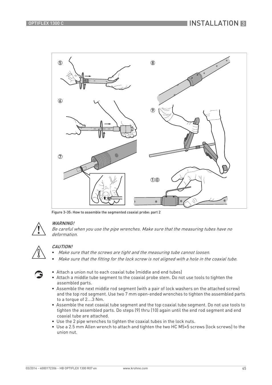 Installation | KROHNE OPTIFLEX 1300C EN User Manual | Page 45 / 192