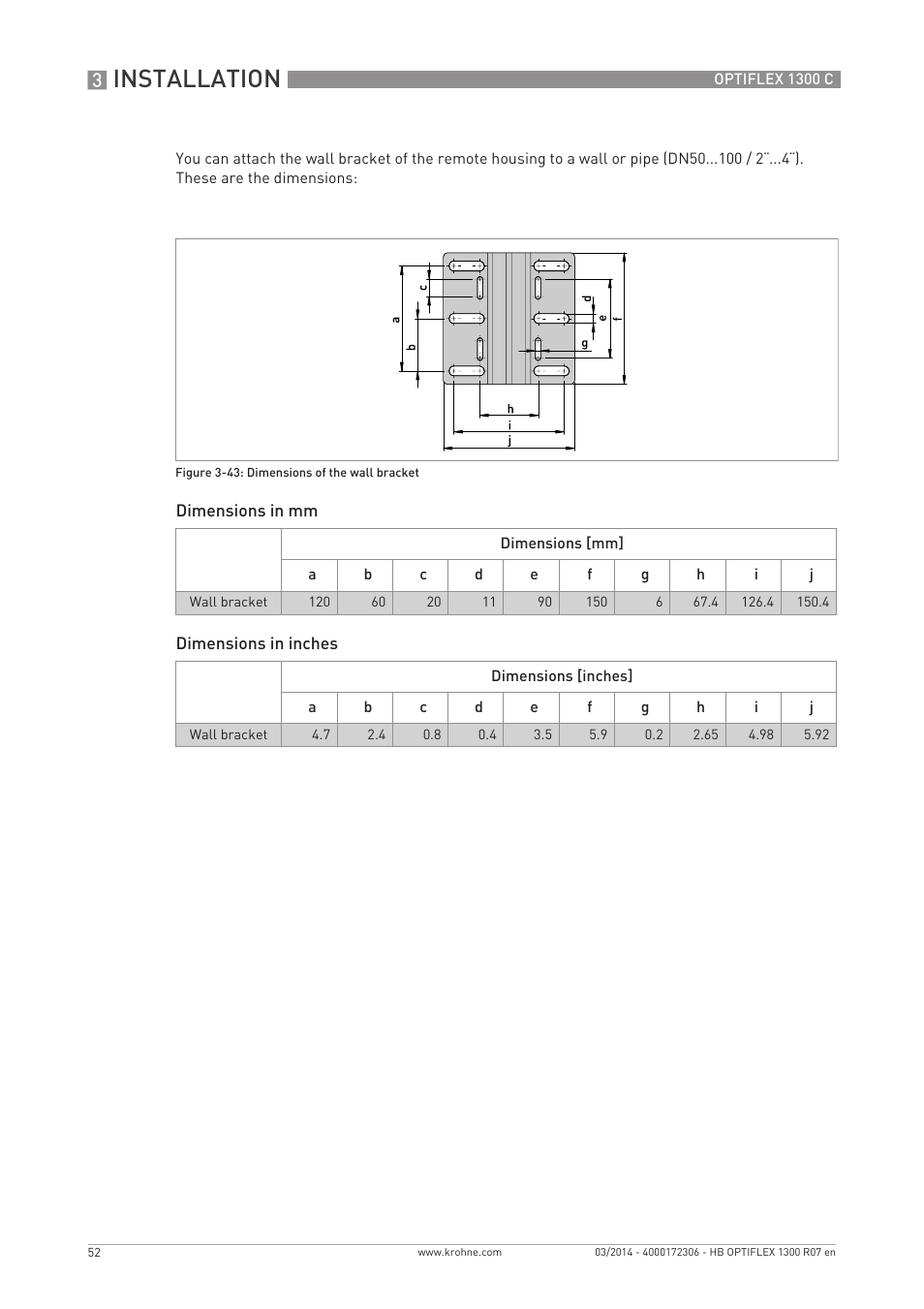 Installation | KROHNE OPTIFLEX 1300C EN User Manual | Page 52 / 192