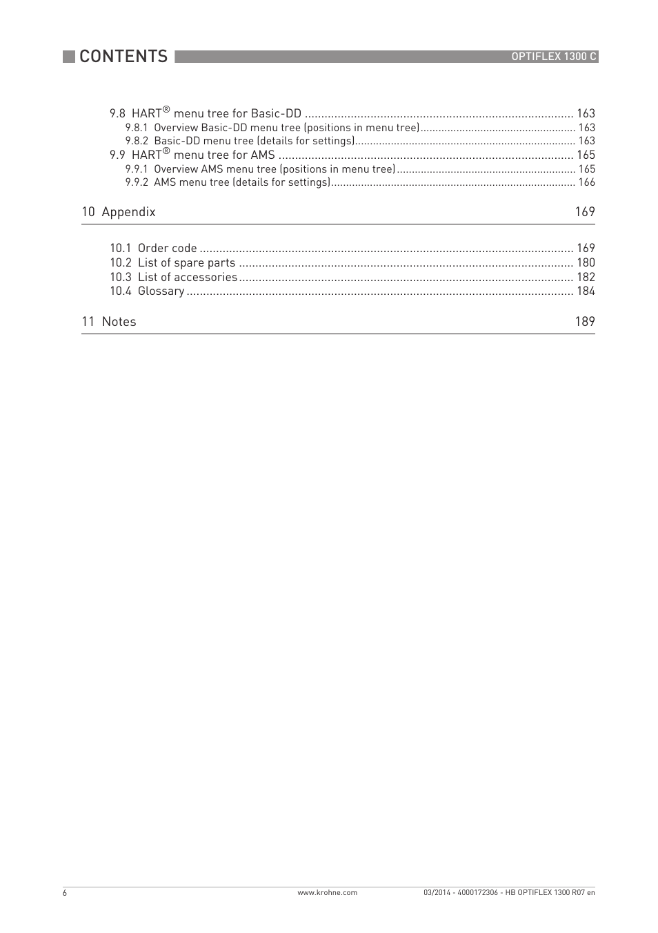 KROHNE OPTIFLEX 1300C EN User Manual | Page 6 / 192