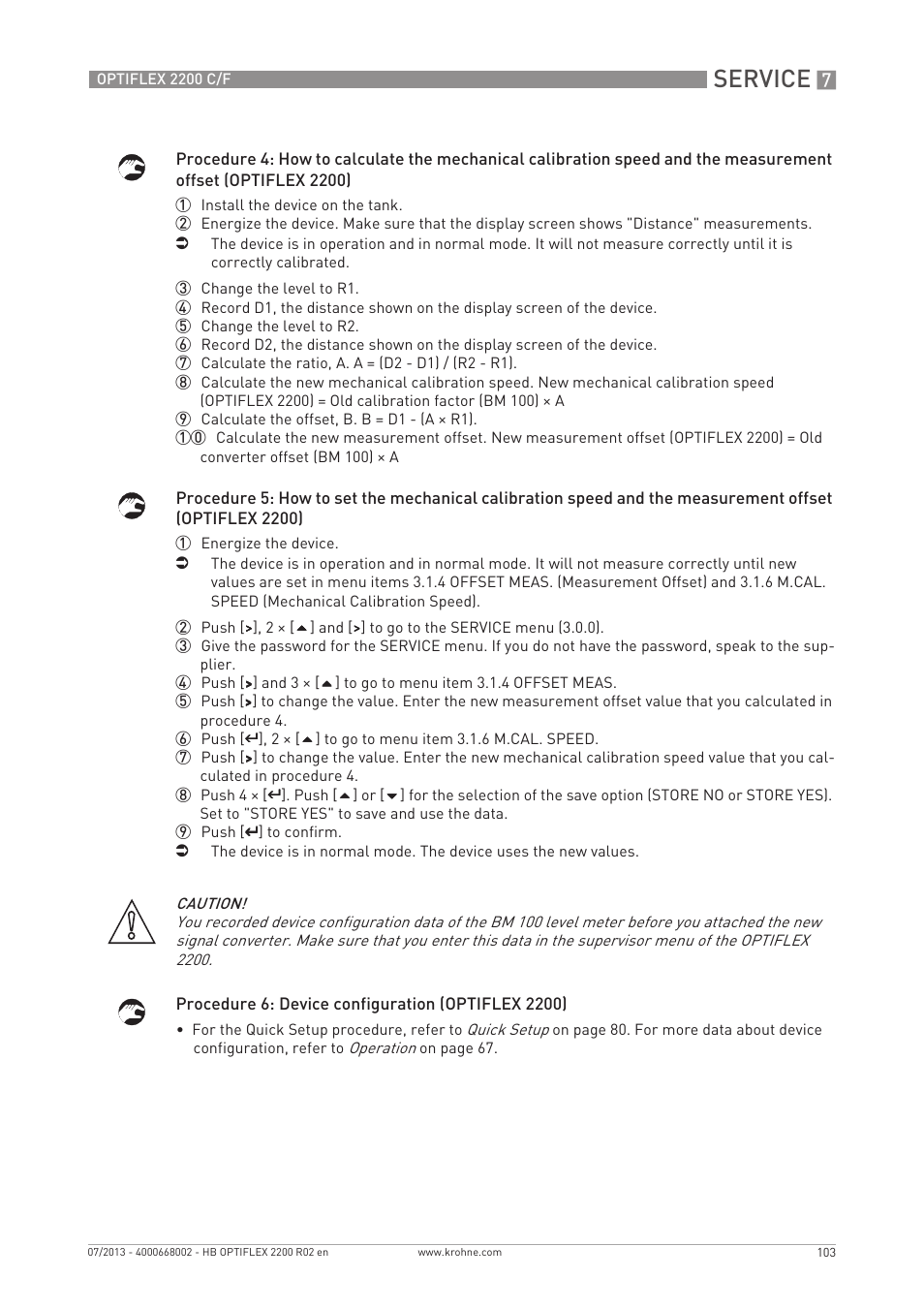 Service | KROHNE OPTIFLEX 2200 C_F EN User Manual | Page 103 / 164