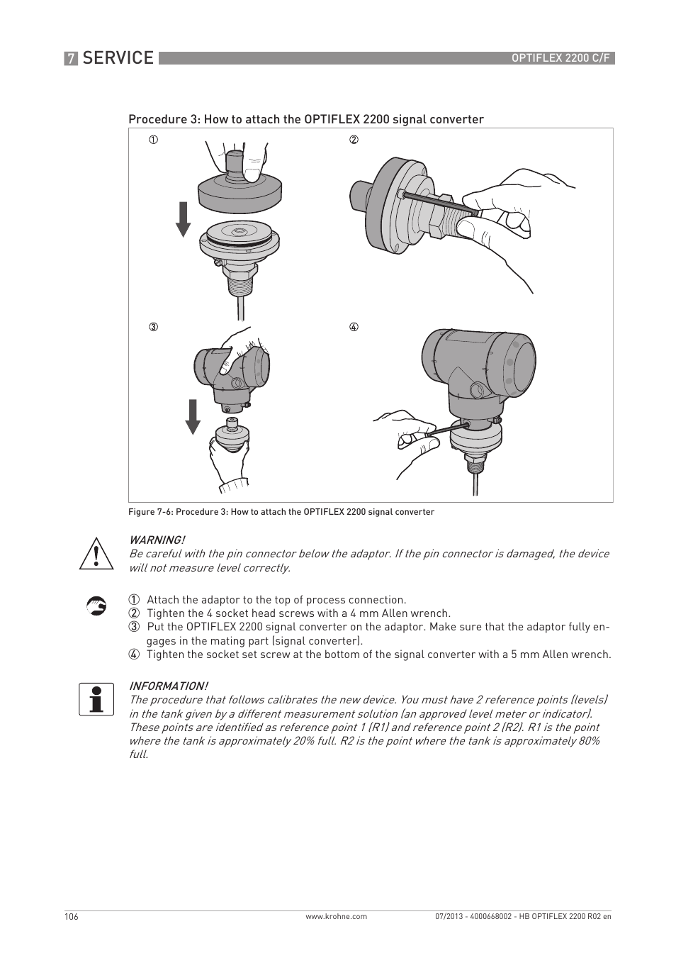 Service | KROHNE OPTIFLEX 2200 C_F EN User Manual | Page 106 / 164