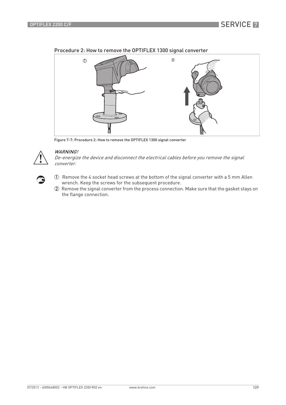 Service | KROHNE OPTIFLEX 2200 C_F EN User Manual | Page 109 / 164