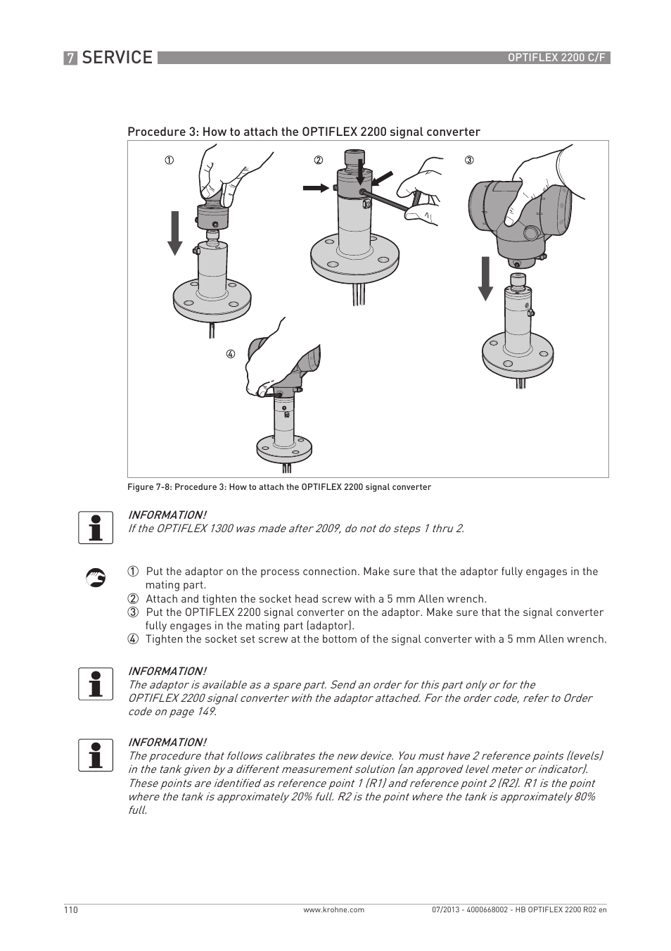 Service | KROHNE OPTIFLEX 2200 C_F EN User Manual | Page 110 / 164