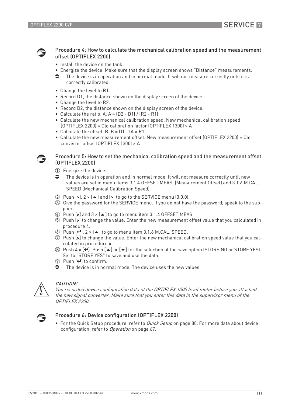 Service | KROHNE OPTIFLEX 2200 C_F EN User Manual | Page 111 / 164