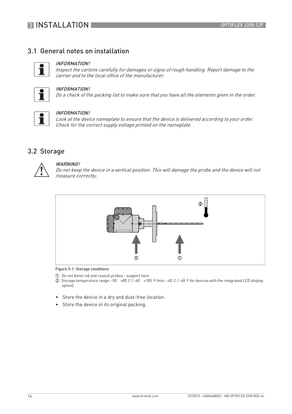 Installation | KROHNE OPTIFLEX 2200 C_F EN User Manual | Page 16 / 164