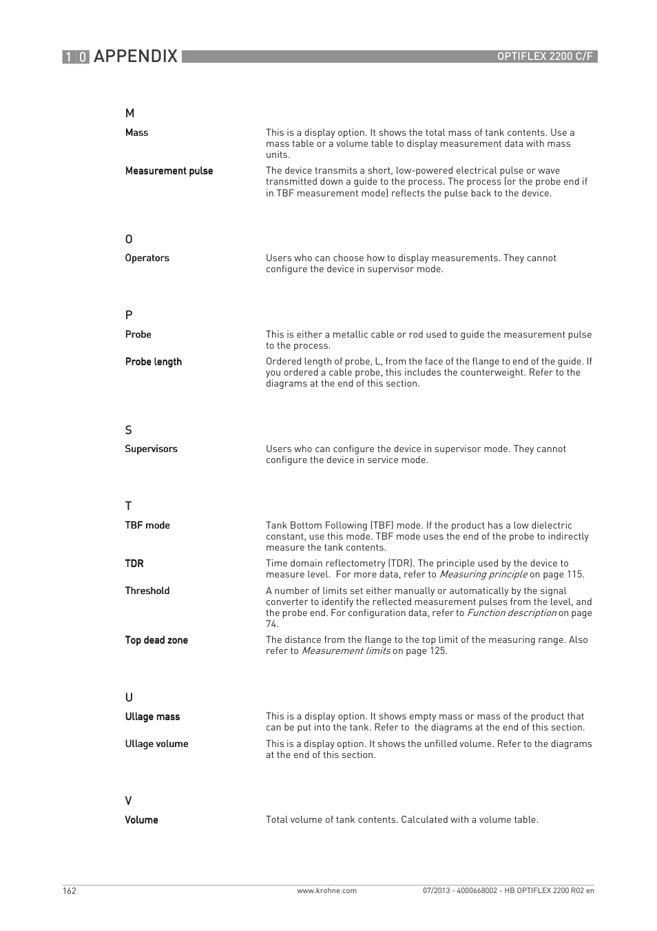 Appendix | KROHNE OPTIFLEX 2200 C_F EN User Manual | Page 162 / 164