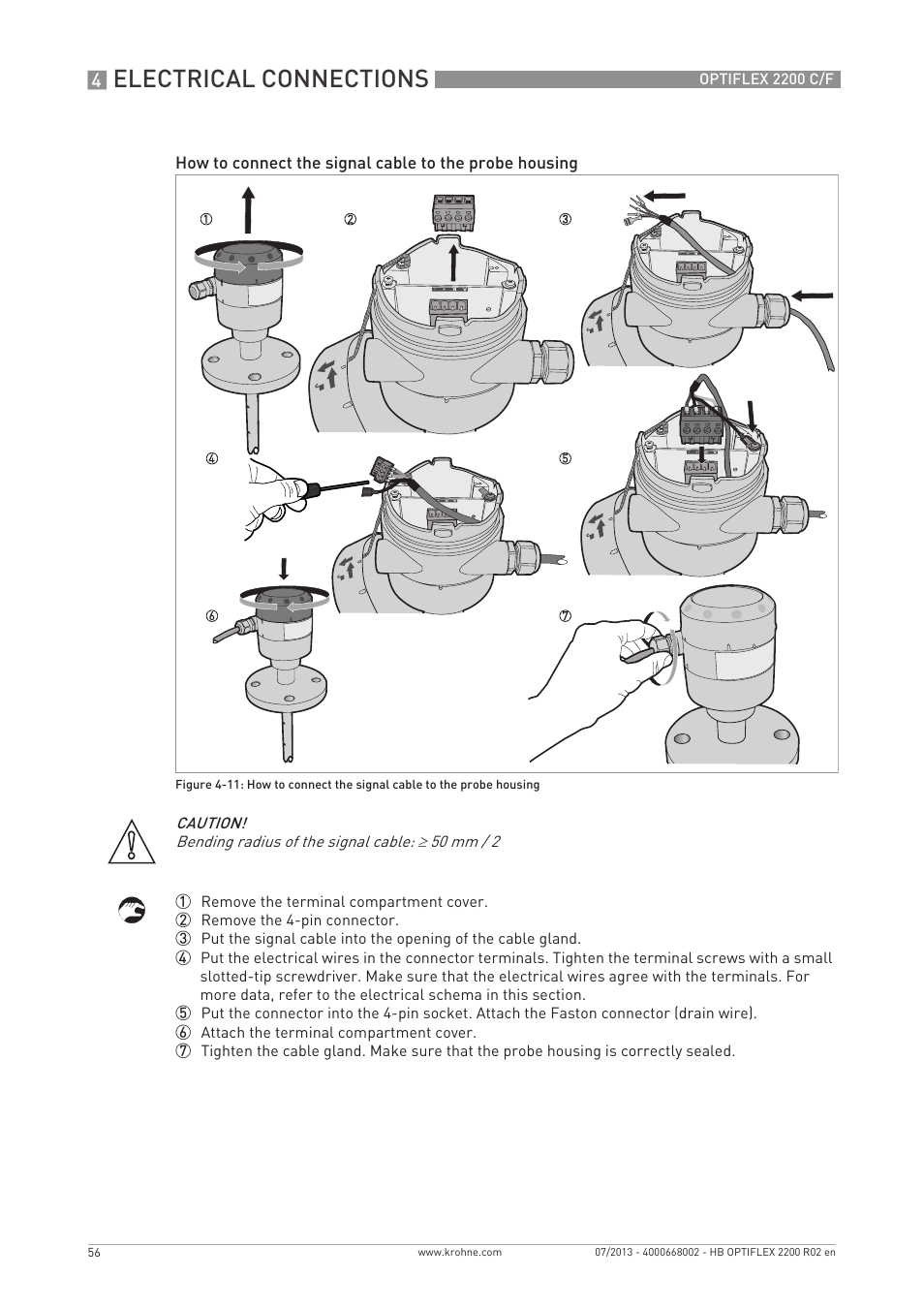 Electrical connections | KROHNE OPTIFLEX 2200 C_F EN User Manual | Page 56 / 164