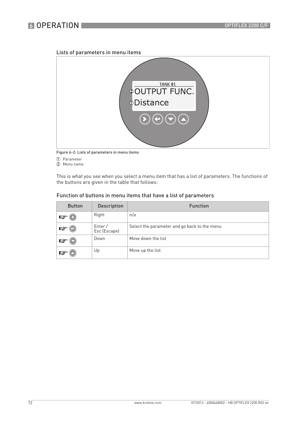 Operation | KROHNE OPTIFLEX 2200 C_F EN User Manual | Page 72 / 164