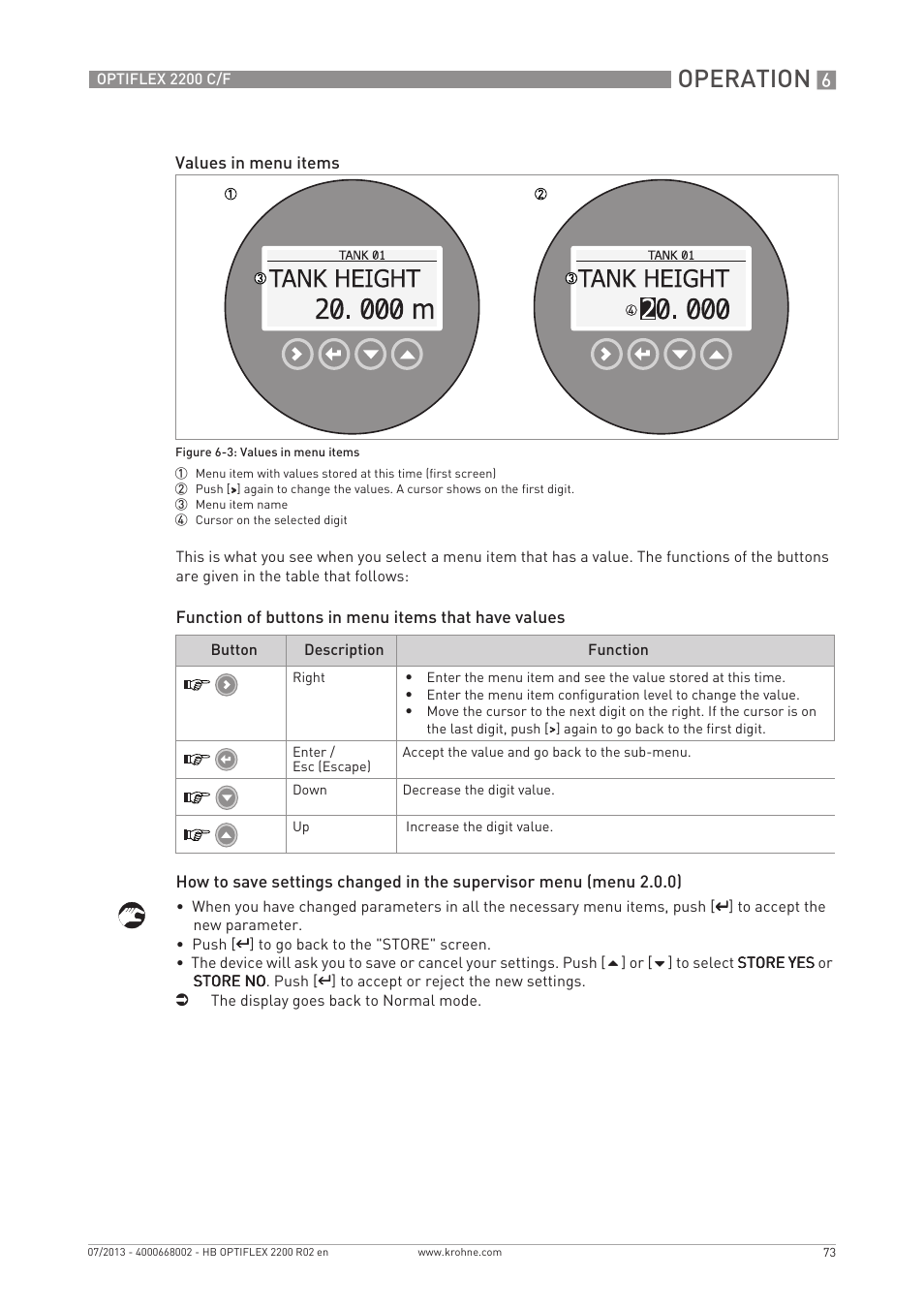 Operation | KROHNE OPTIFLEX 2200 C_F EN User Manual | Page 73 / 164