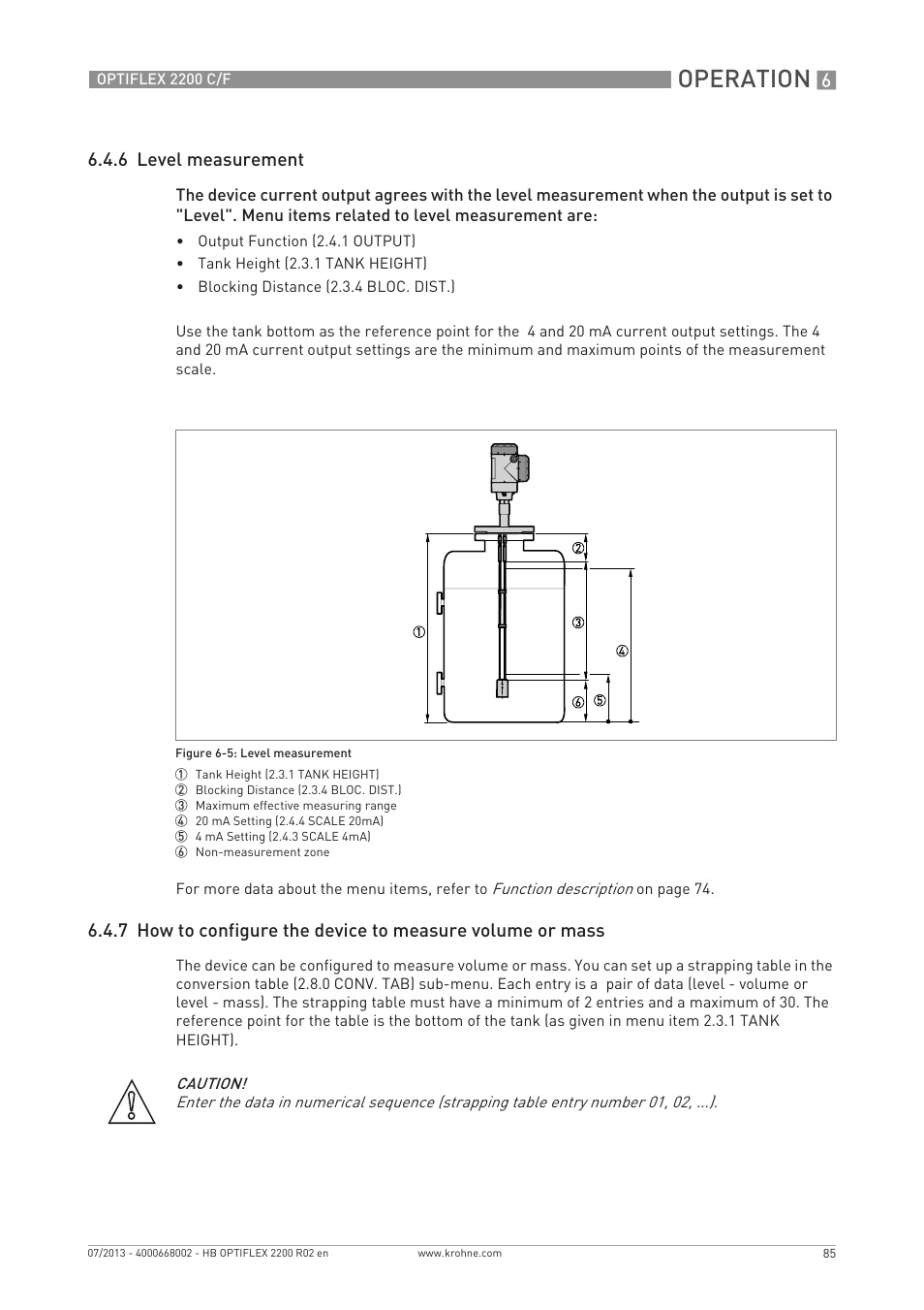 Operation | KROHNE OPTIFLEX 2200 C_F EN User Manual | Page 85 / 164