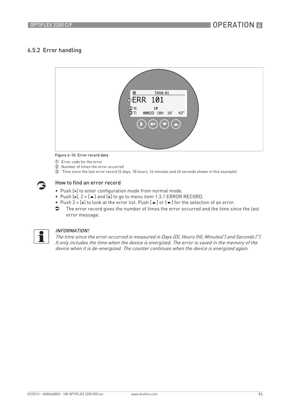 Operation, 2 error handling | KROHNE OPTIFLEX 2200 C_F EN User Manual | Page 93 / 164