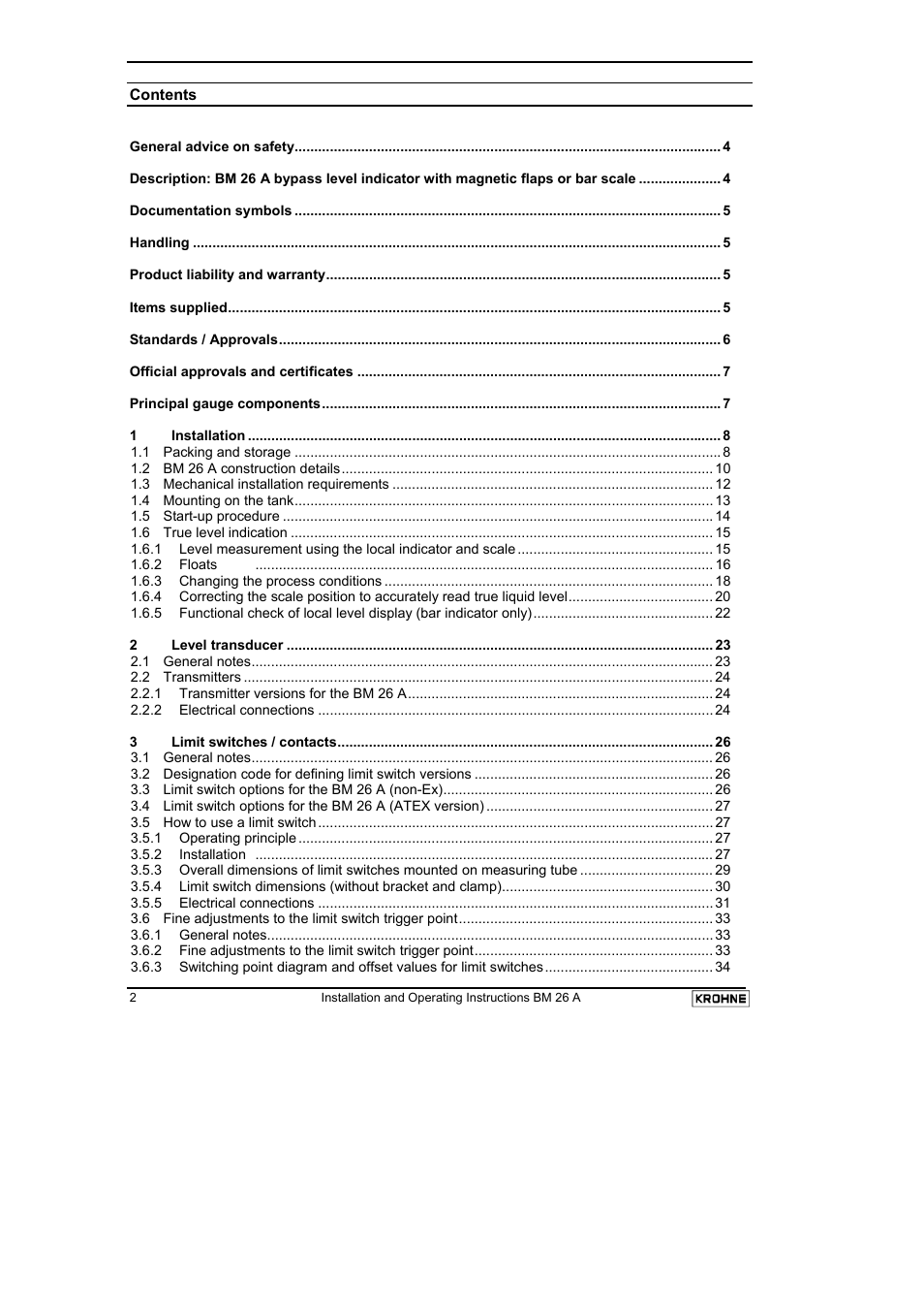 KROHNE BM 26 A EN User Manual | Page 2 / 71