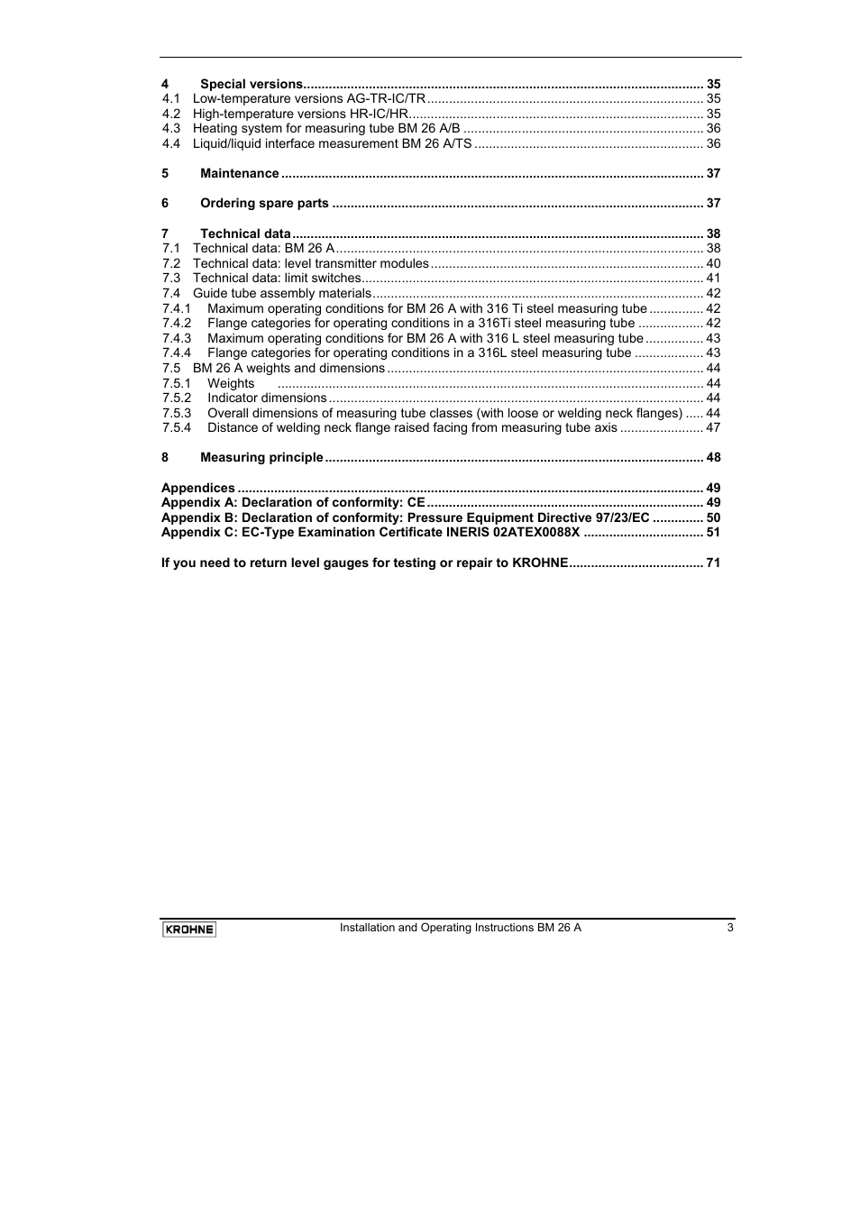 KROHNE BM 26 A EN User Manual | Page 3 / 71