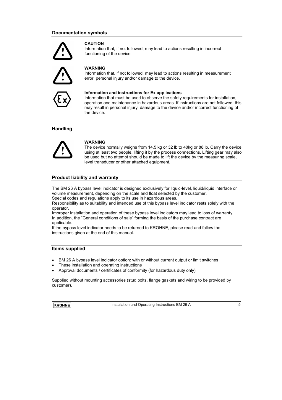 KROHNE BM 26 A EN User Manual | Page 5 / 71