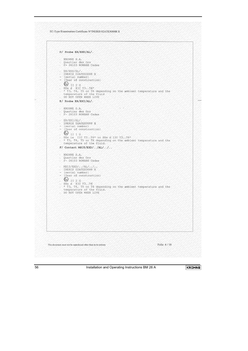 KROHNE BM 26 A EN User Manual | Page 56 / 71
