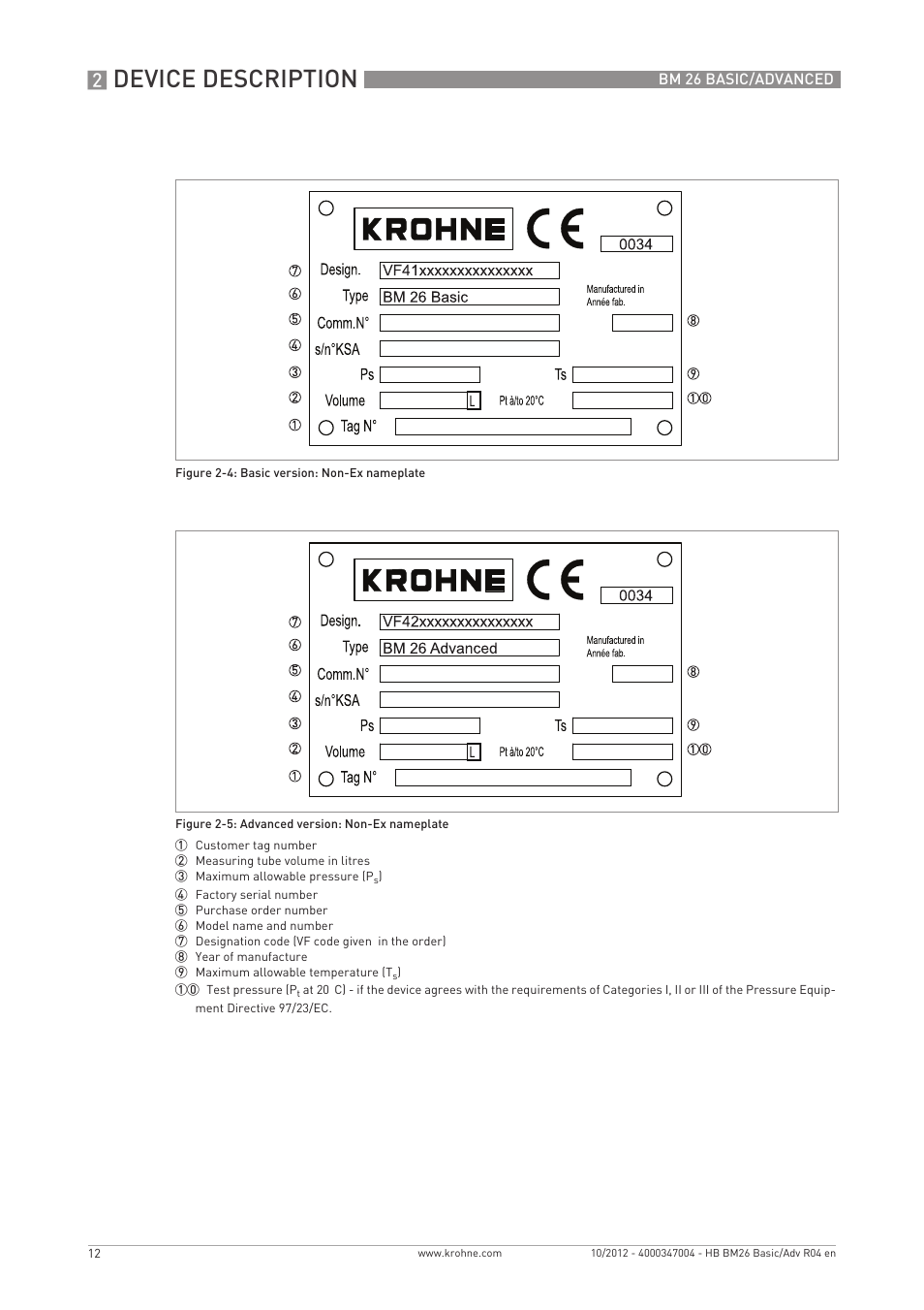 Device description | KROHNE BM 26 BASIC_ADVANCED EN User Manual | Page 12 / 96