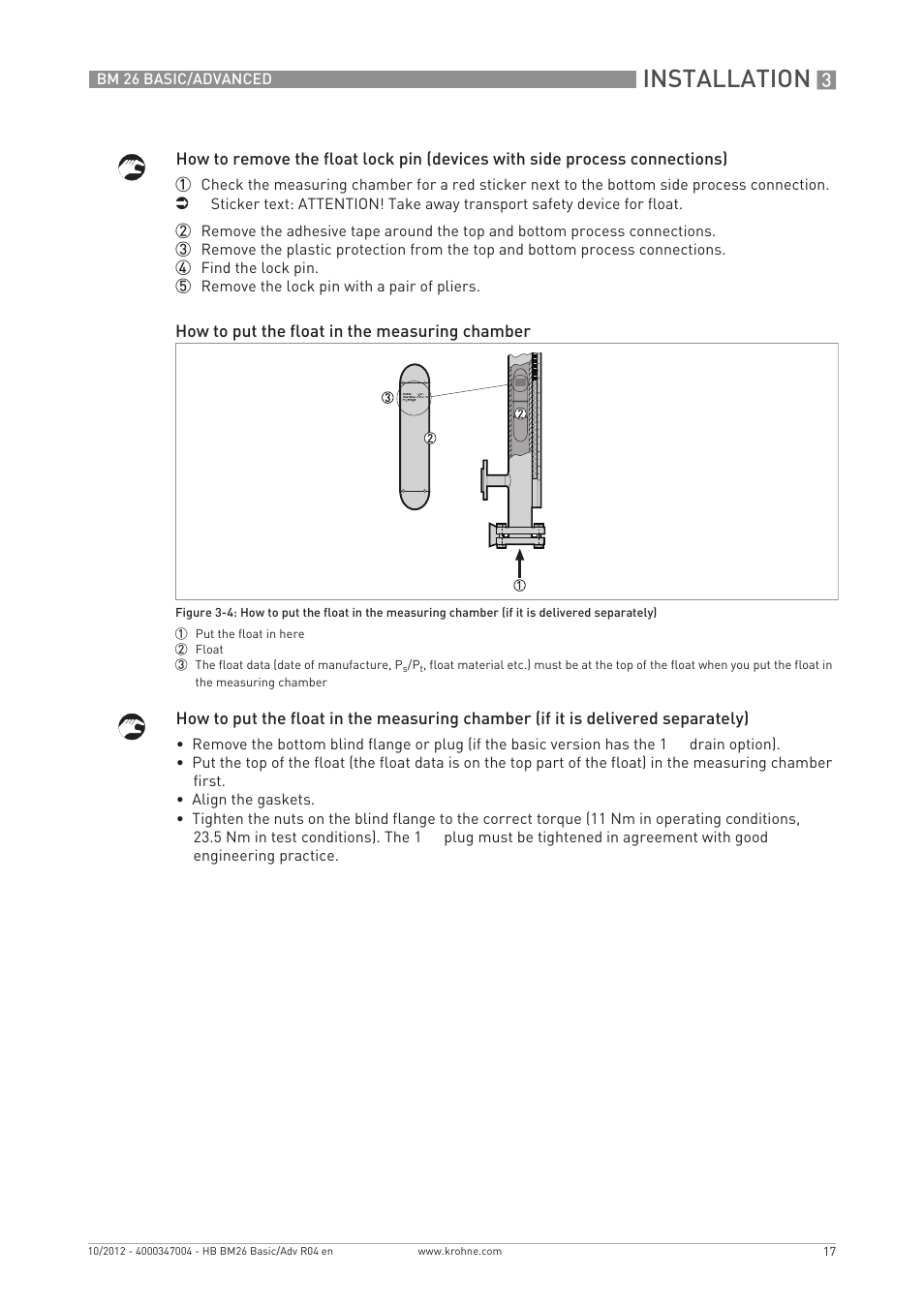 Installation | KROHNE BM 26 BASIC_ADVANCED EN User Manual | Page 17 / 96