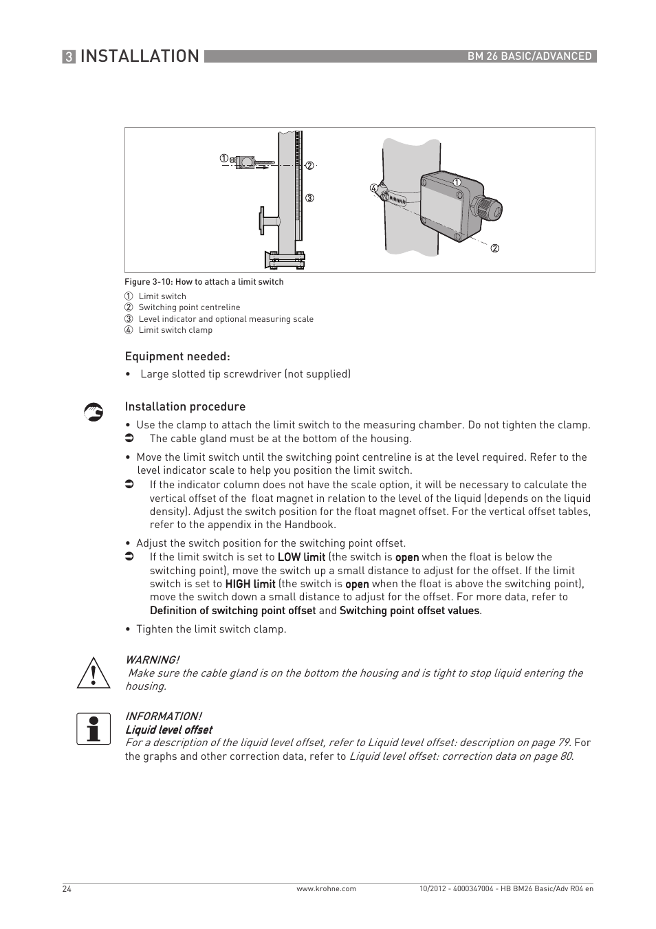 Installation | KROHNE BM 26 BASIC_ADVANCED EN User Manual | Page 24 / 96