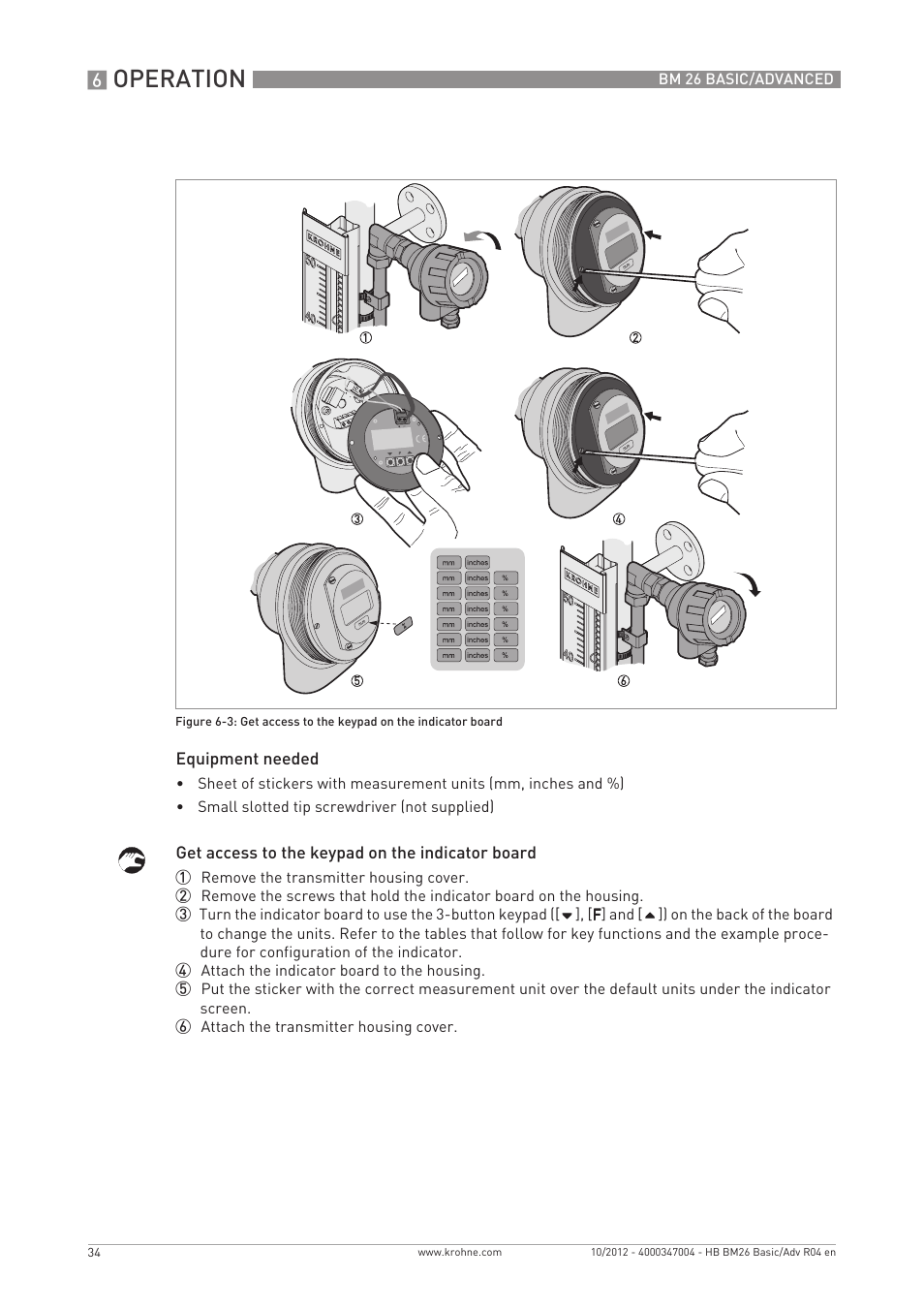 Operation | KROHNE BM 26 BASIC_ADVANCED EN User Manual | Page 34 / 96