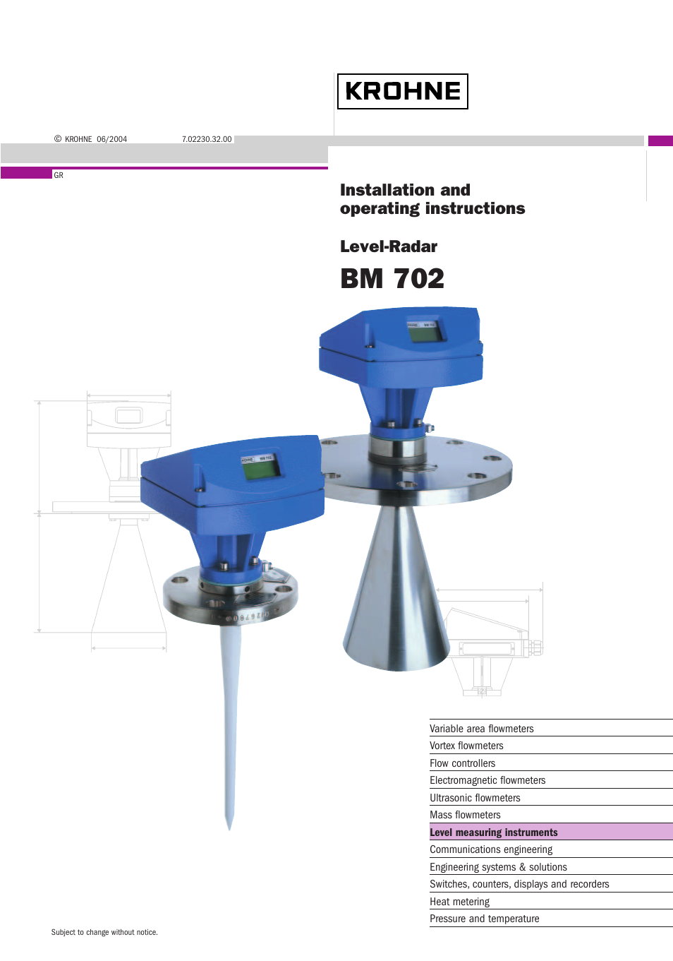 KROHNE BM 702 EN User Manual | 28 pages