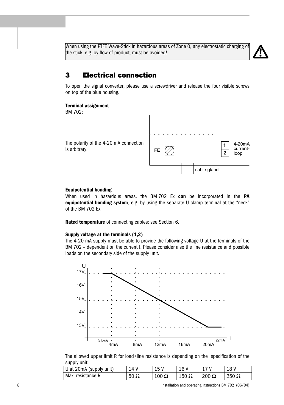 3 electrical connection | KROHNE BM 702 EN User Manual | Page 8 / 28