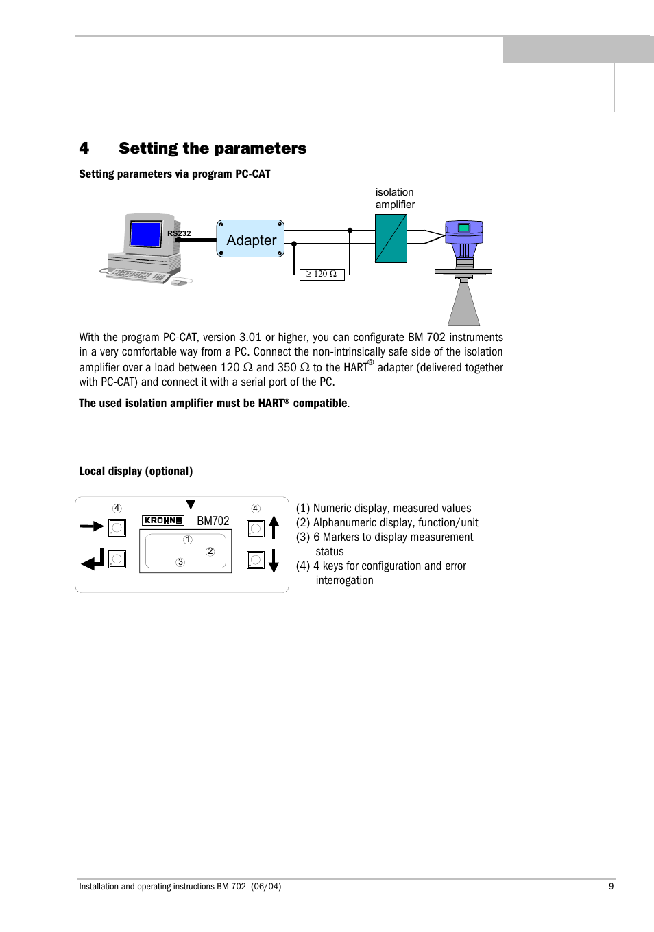 4setting the parameters | KROHNE BM 702 EN User Manual | Page 9 / 28