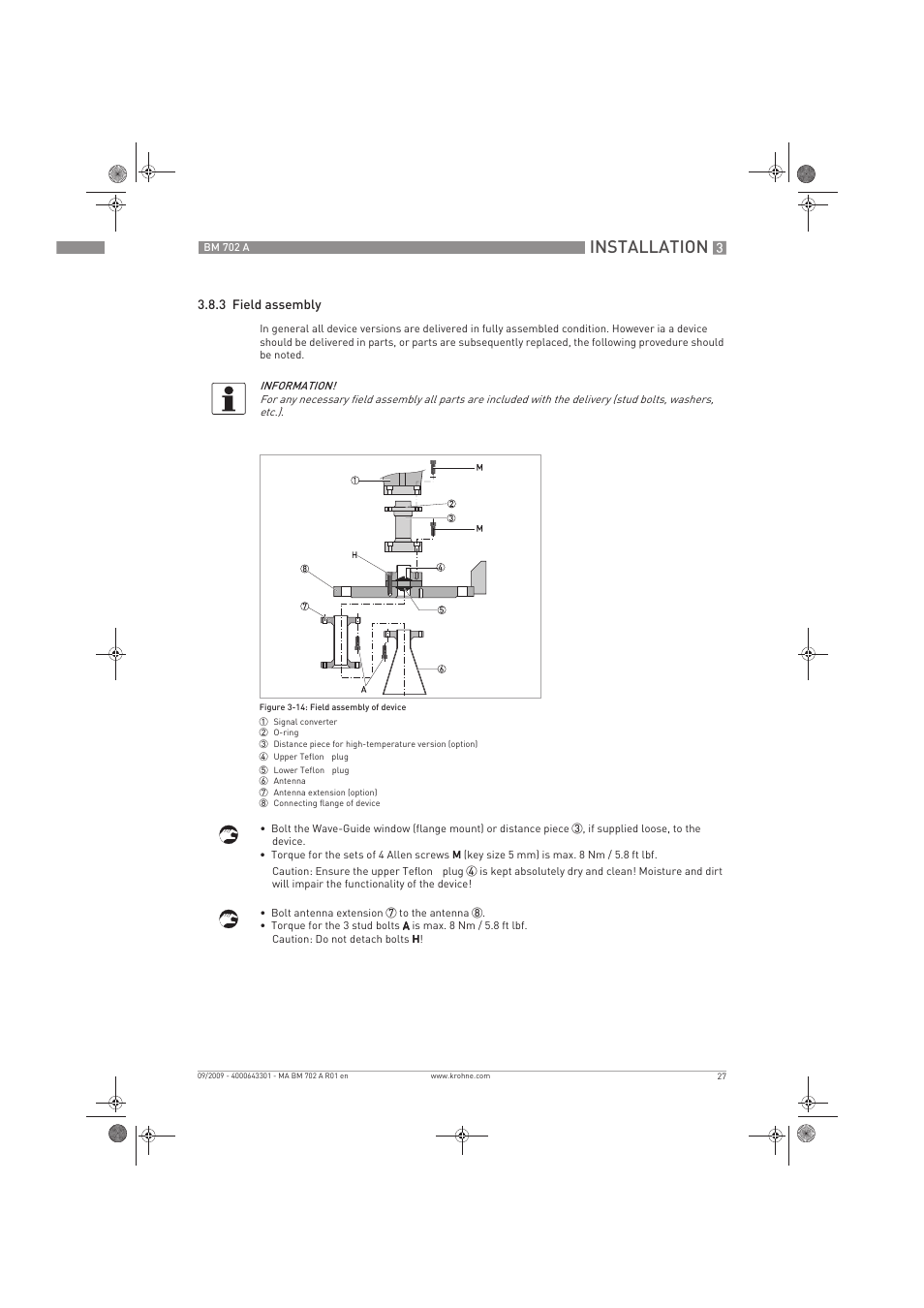 Installation | KROHNE BM 702 A EN User Manual | Page 27 / 60