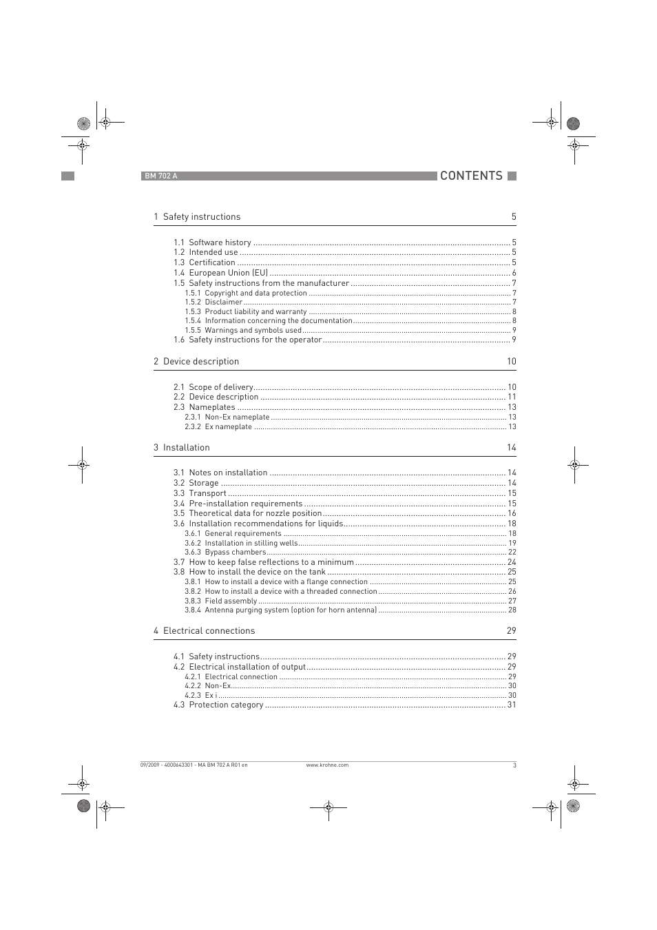 KROHNE BM 702 A EN User Manual | Page 3 / 60