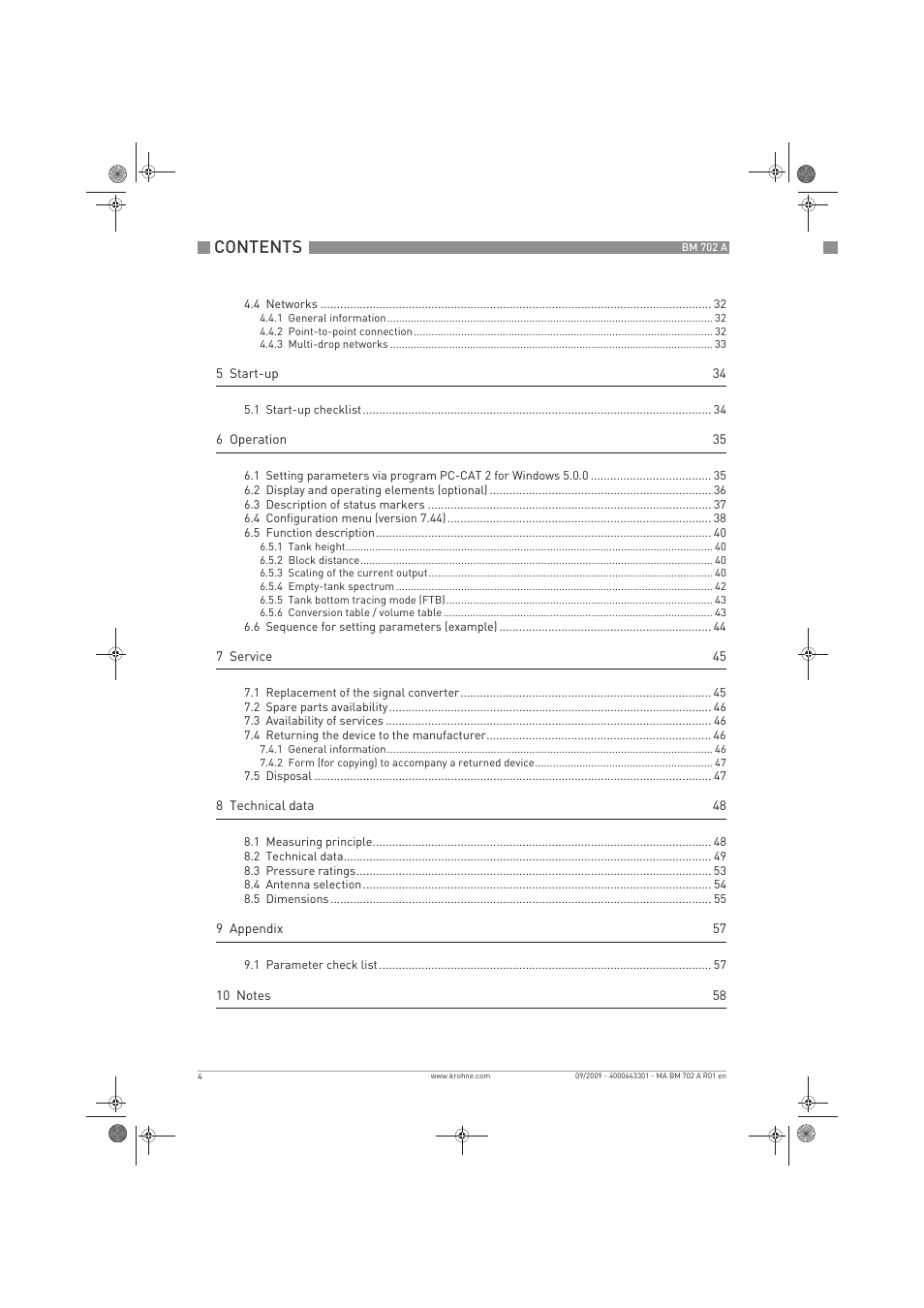 KROHNE BM 702 A EN User Manual | Page 4 / 60