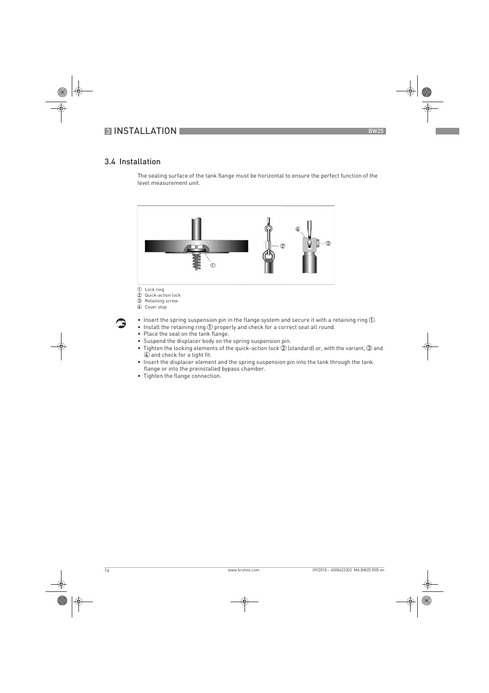 Installation, 4 installation | KROHNE BW 25 EN User Manual | Page 14 / 52