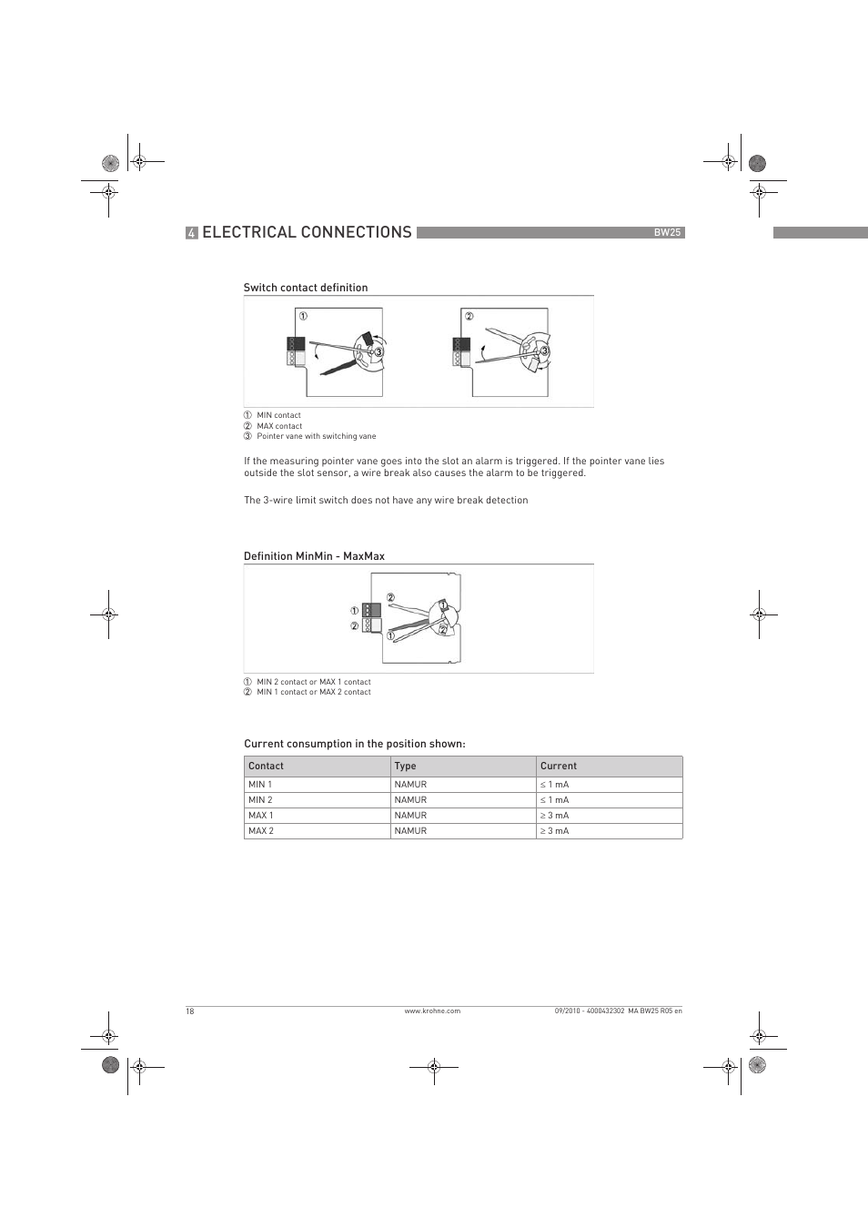 Electrical connections | KROHNE BW 25 EN User Manual | Page 18 / 52