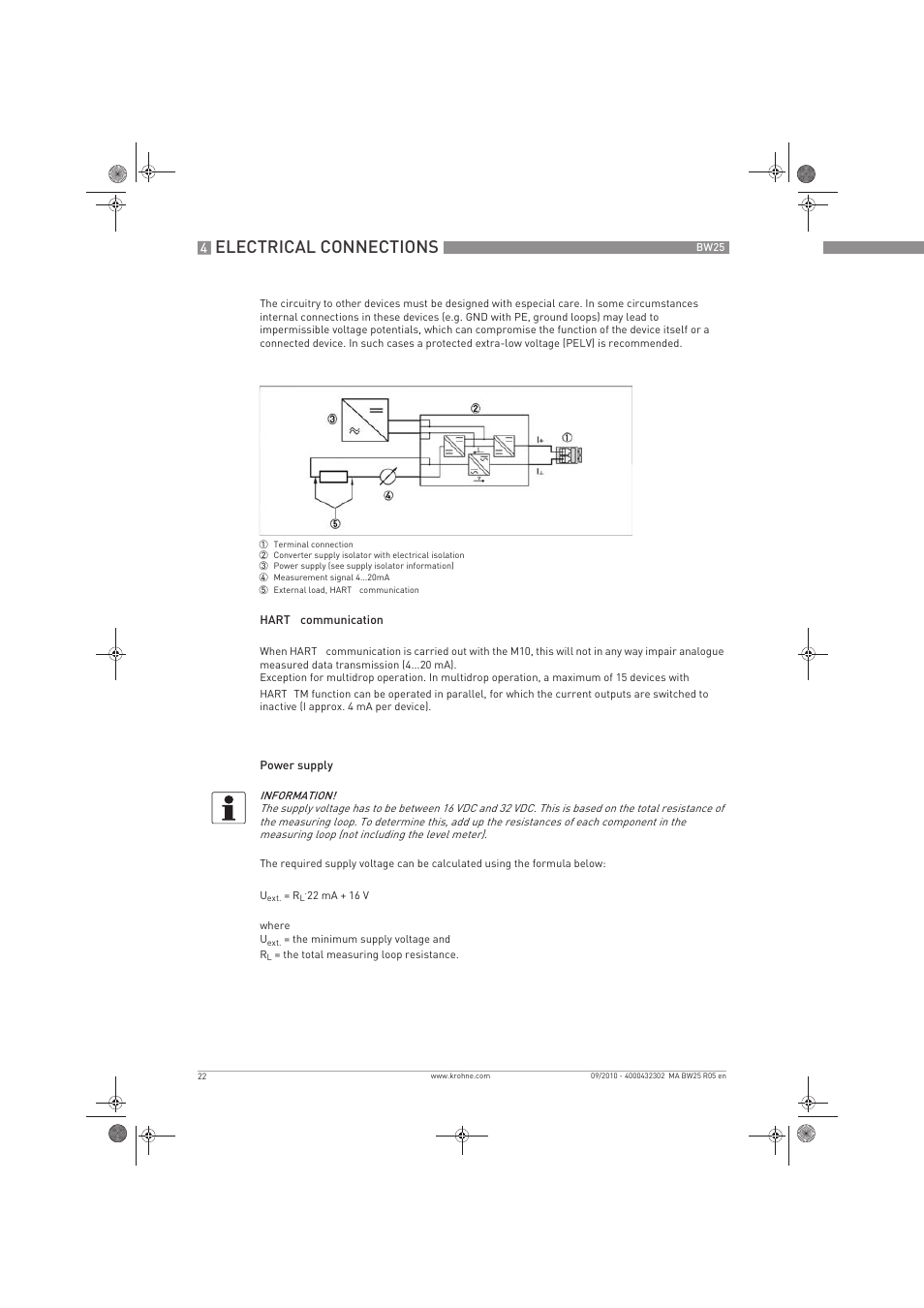 Electrical connections | KROHNE BW 25 EN User Manual | Page 22 / 52