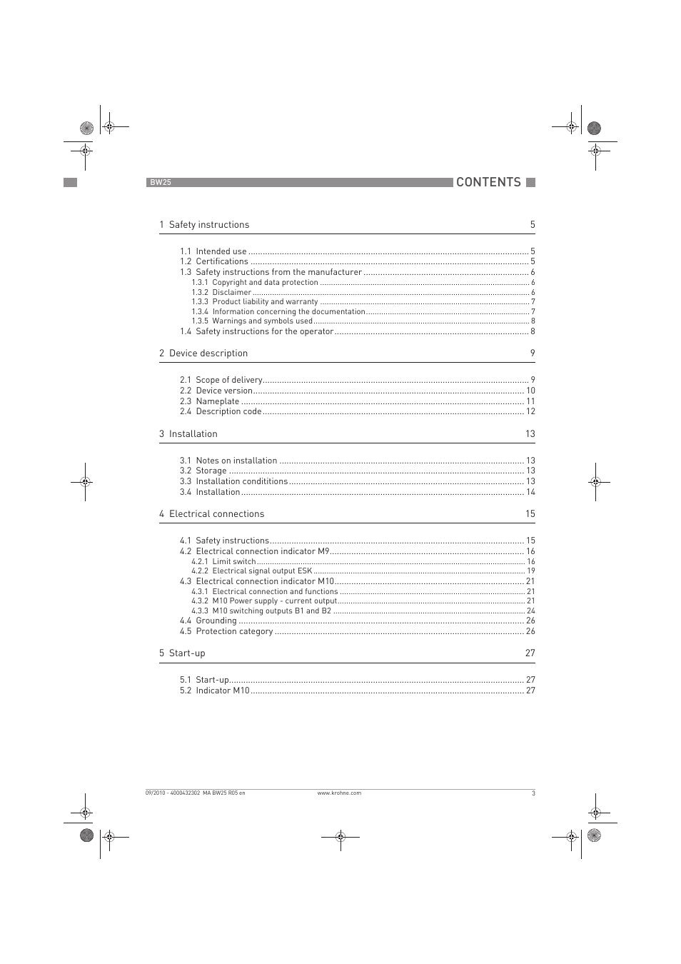 KROHNE BW 25 EN User Manual | Page 3 / 52