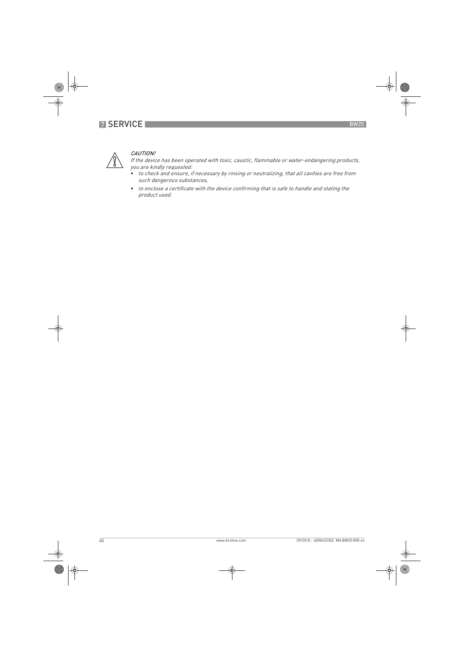 Service | KROHNE BW 25 EN User Manual | Page 40 / 52