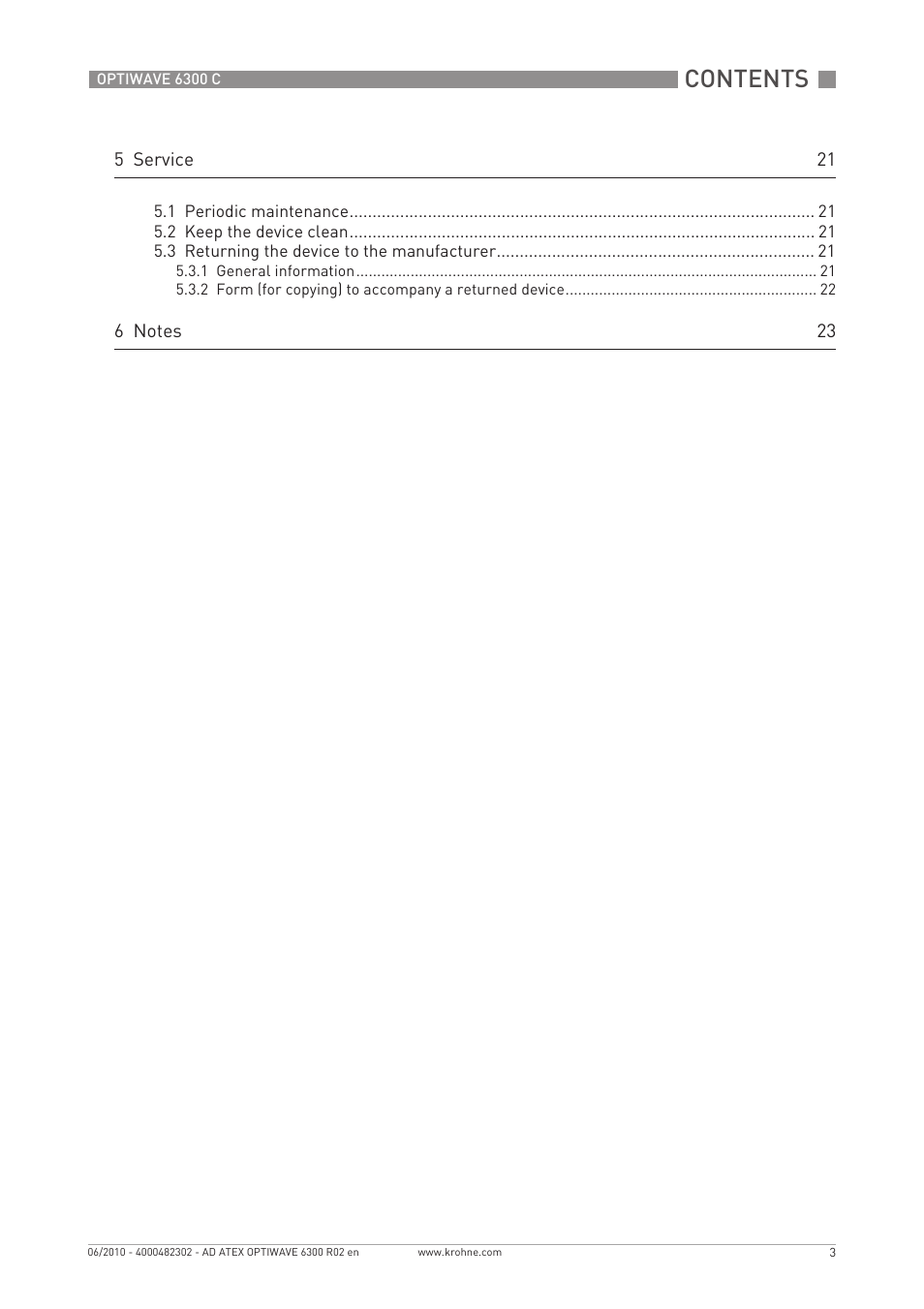 KROHNE OPTIWAVE 6300C ATEX EN User Manual | Page 3 / 24