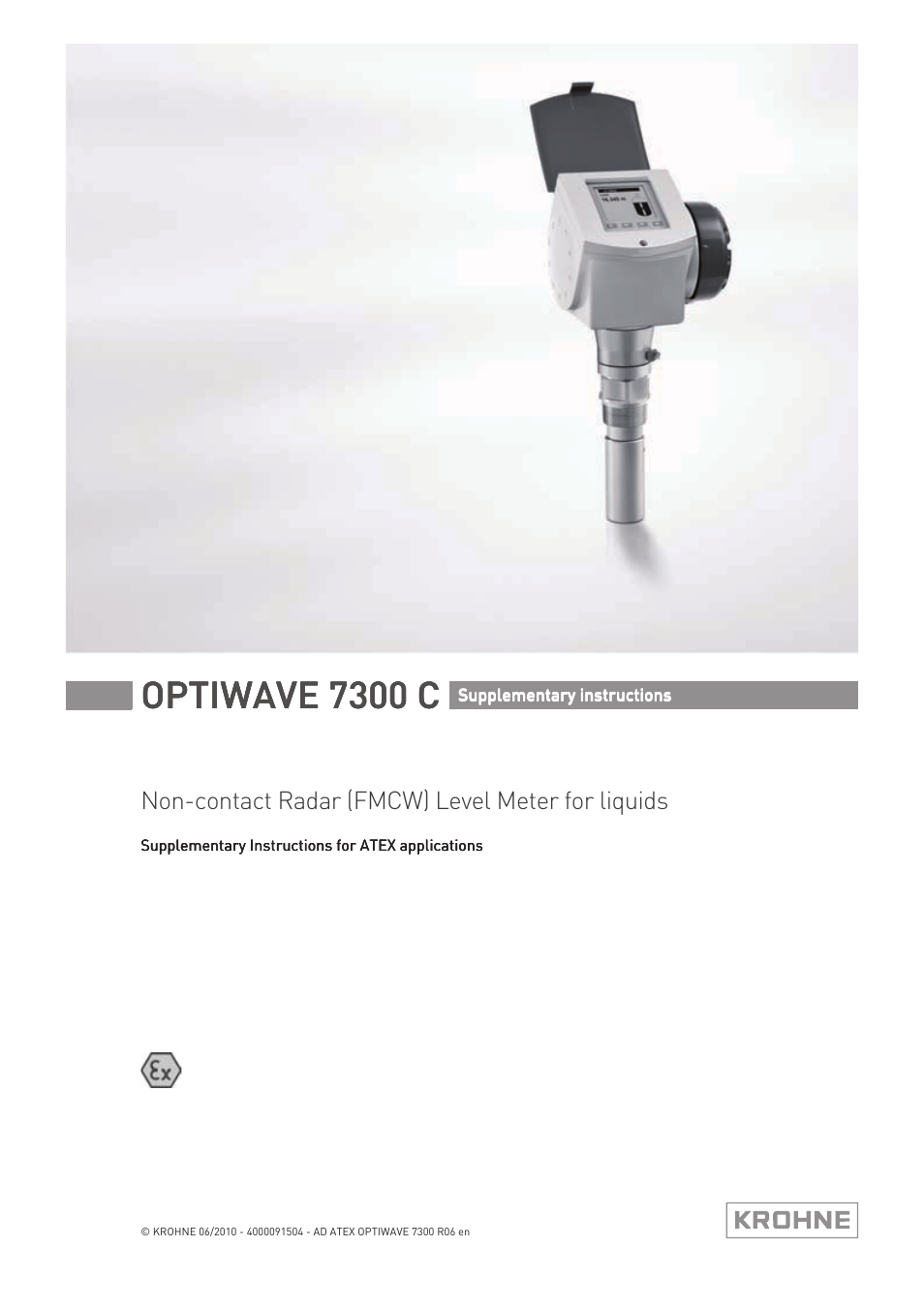 KROHNE OPTIWAVE 7300C ATEX EN User Manual | 24 pages