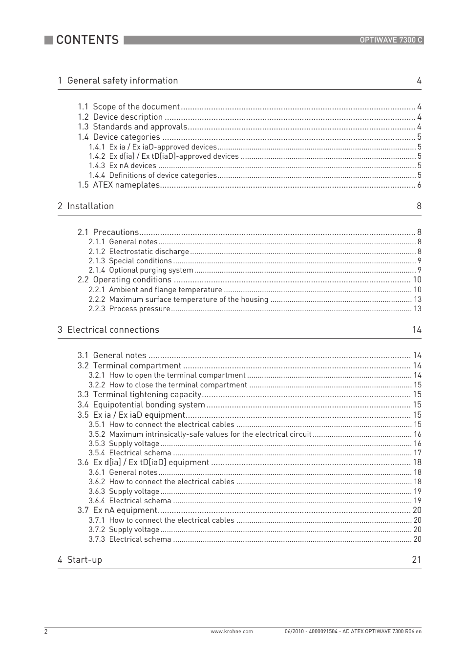 KROHNE OPTIWAVE 7300C ATEX EN User Manual | Page 2 / 24