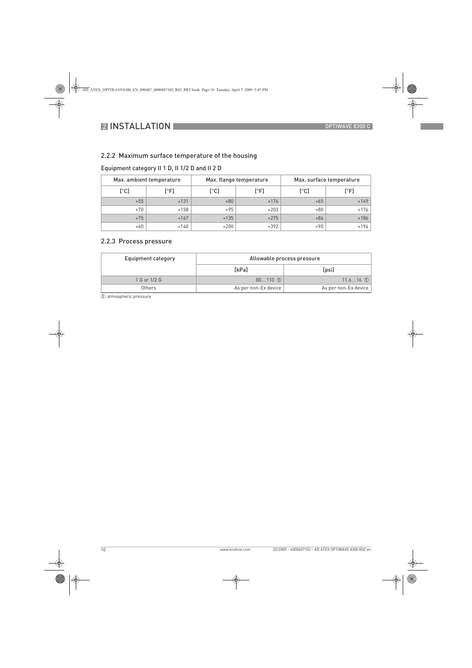 Installation | KROHNE OPTIWAVE 8300C Marine ATEX EN User Manual | Page 10 / 28