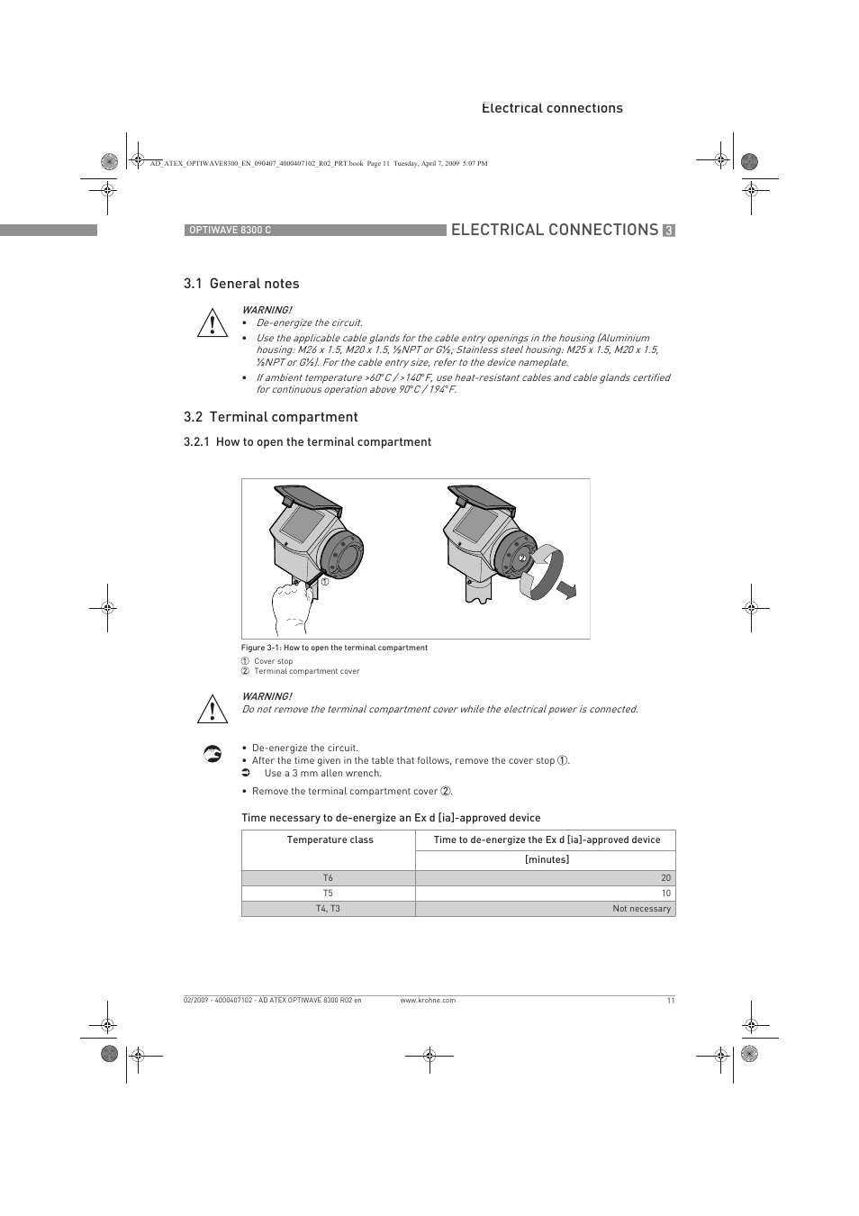 Electrical connections | KROHNE OPTIWAVE 8300C Marine ATEX EN User Manual | Page 11 / 28