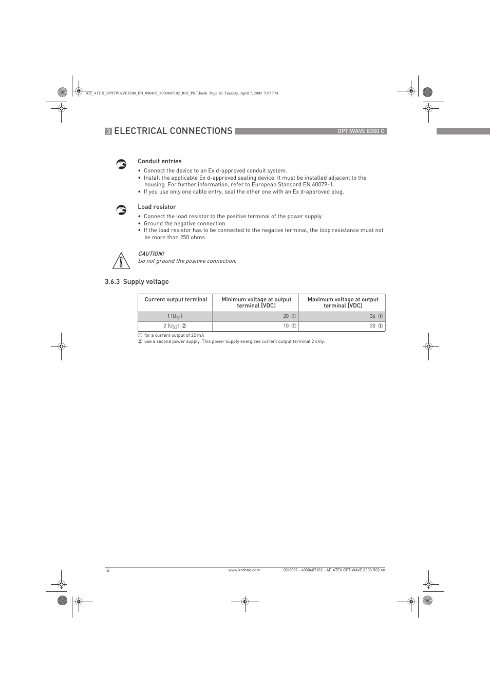 Electrical connections | KROHNE OPTIWAVE 8300C Marine ATEX EN User Manual | Page 16 / 28