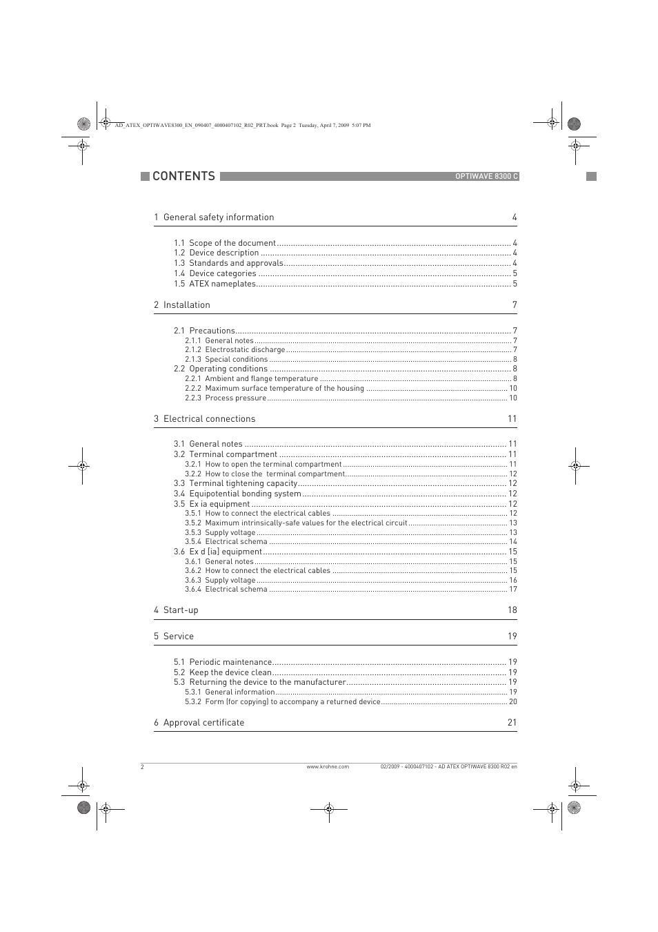 KROHNE OPTIWAVE 8300C Marine ATEX EN User Manual | Page 2 / 28