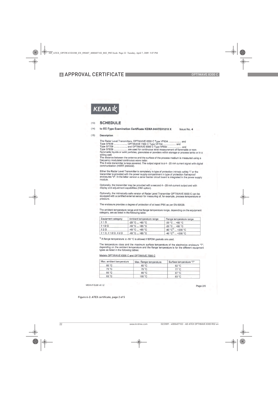 Approval certificate | KROHNE OPTIWAVE 8300C Marine ATEX EN User Manual | Page 22 / 28