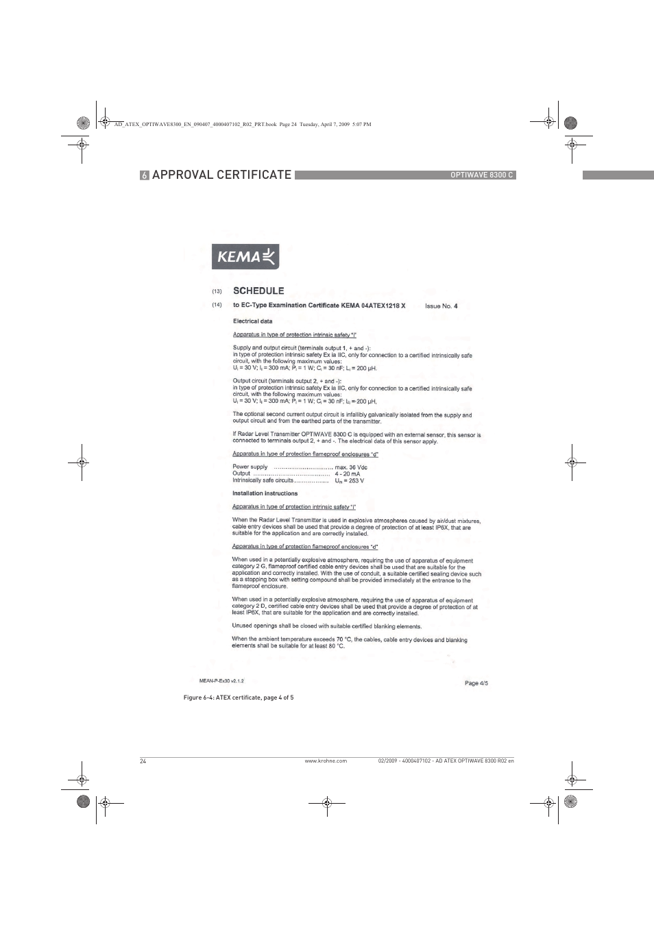 Approval certificate | KROHNE OPTIWAVE 8300C Marine ATEX EN User Manual | Page 24 / 28