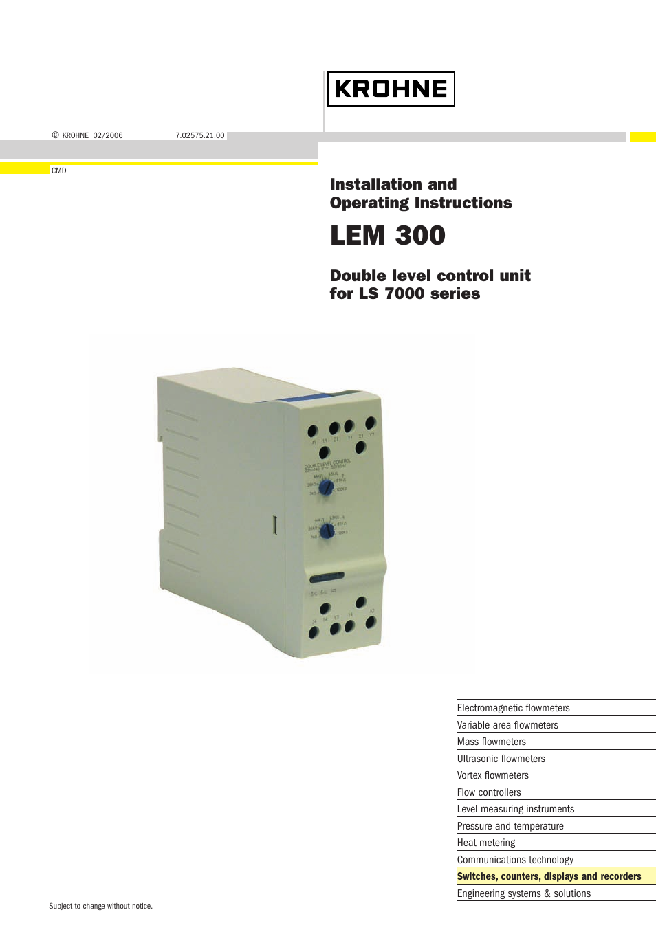 KROHNE LEM 300 EN User Manual | 11 pages