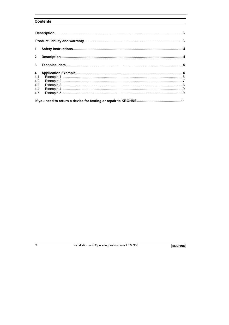 KROHNE LEM 300 EN User Manual | Page 2 / 11